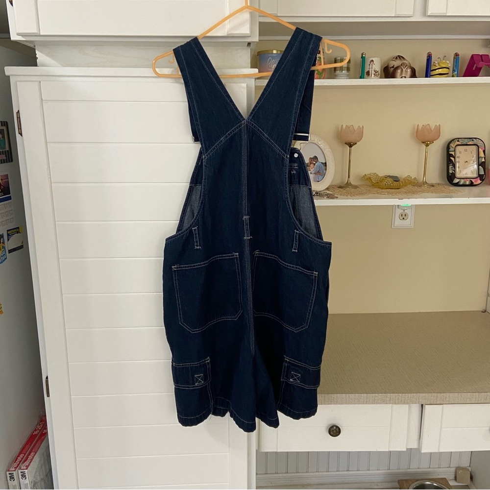 Vintage Dark Wash Denim Short Overalls - Picture 5 of 6